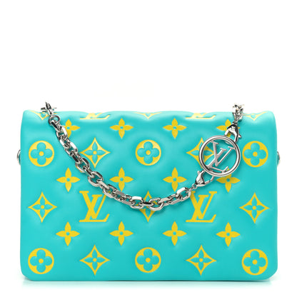 Louis Vuitton Lambskin Embossed Monogram Vuittamins Pochette Coussin Menthe Jaune 1 of 8