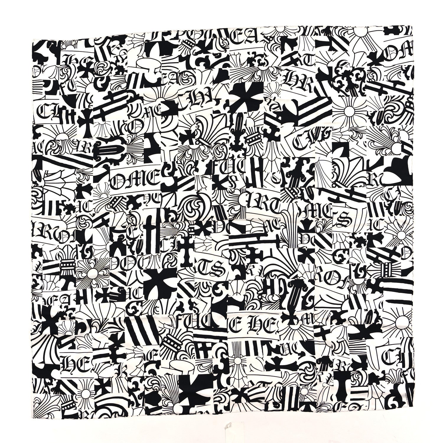 Chrome Hearts Silk Multi Element Cross Scarf Black White 1 of 3