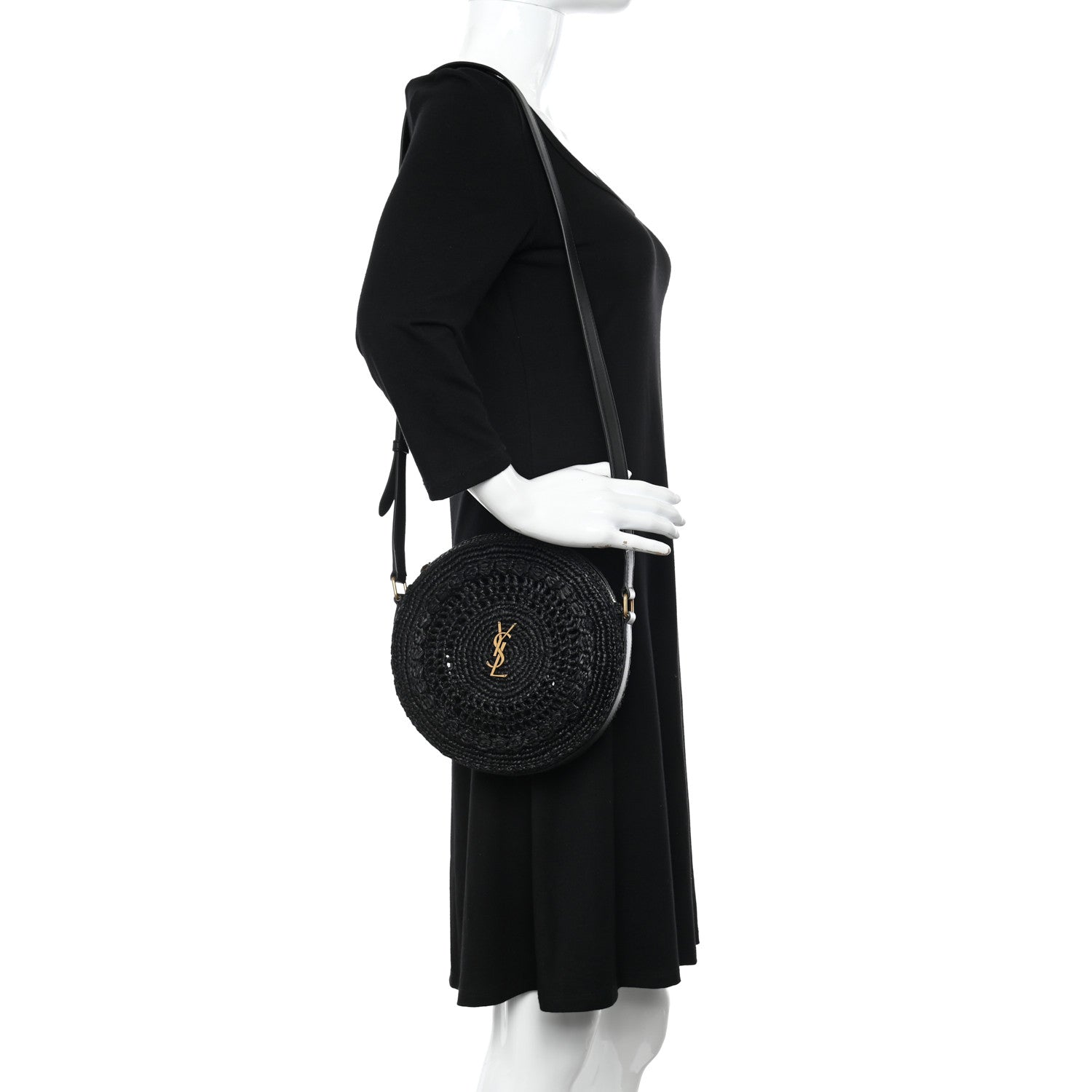 Saint Laurent Raffia Sac Round Black 2 of 9
