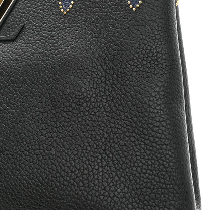 Louis Vuitton Taurillon Flower Capucines PM Black Blue 10 of 13