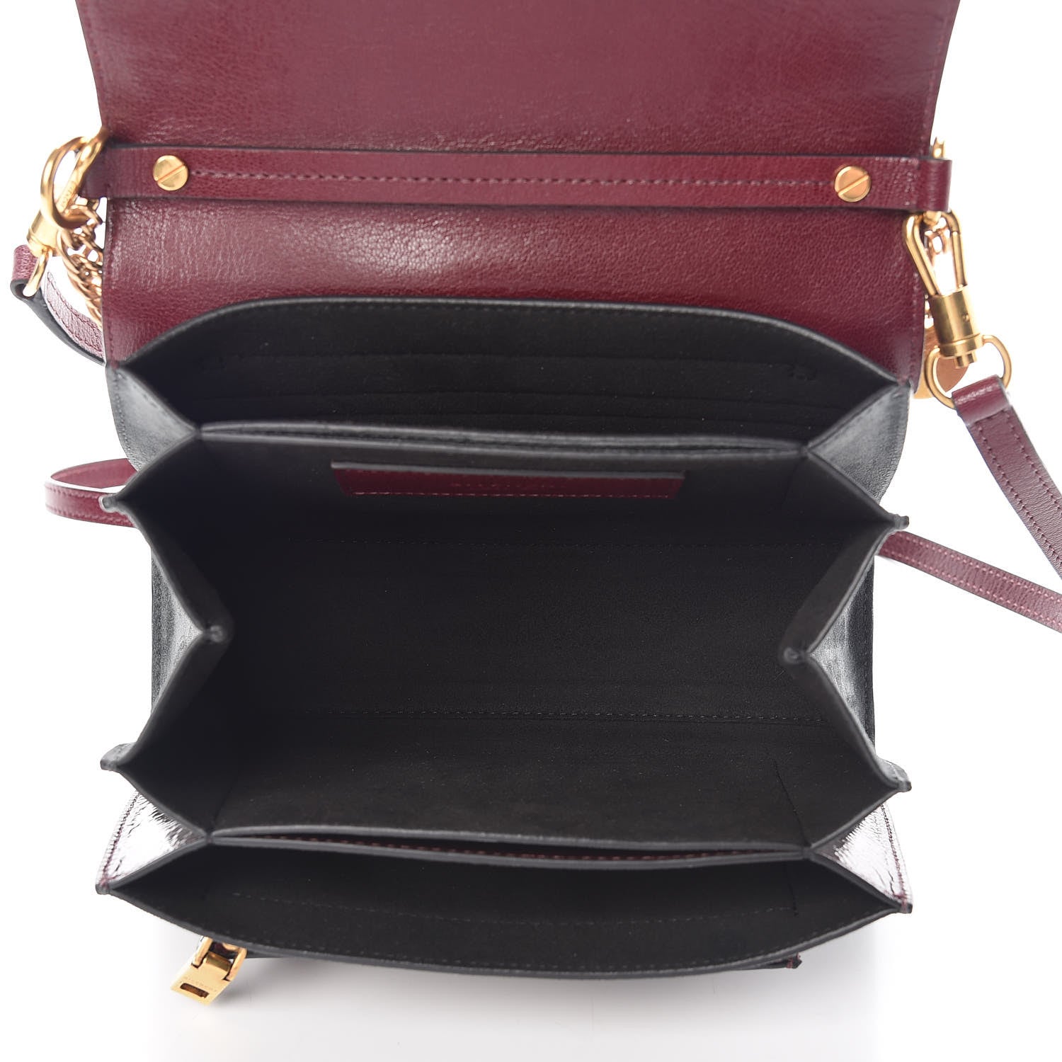 Givenchy Crinkled Patent Deerskin Suede Small GV3 Shoulder Bag Aubergine Graphite 5 of 6