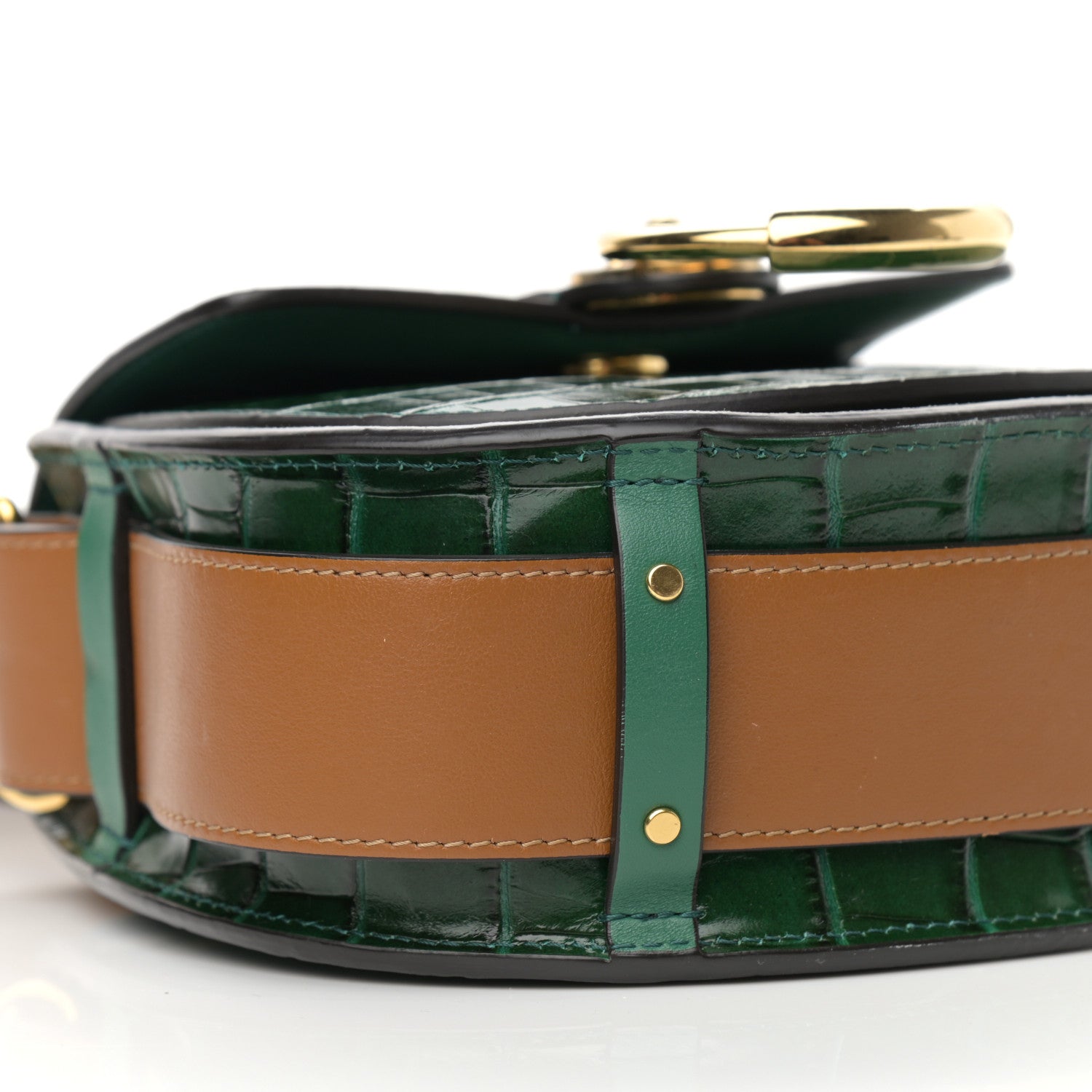 Chloe Calfskin Crocodile Embossed Small Tess Bag Woodsy Green 9 of 15
