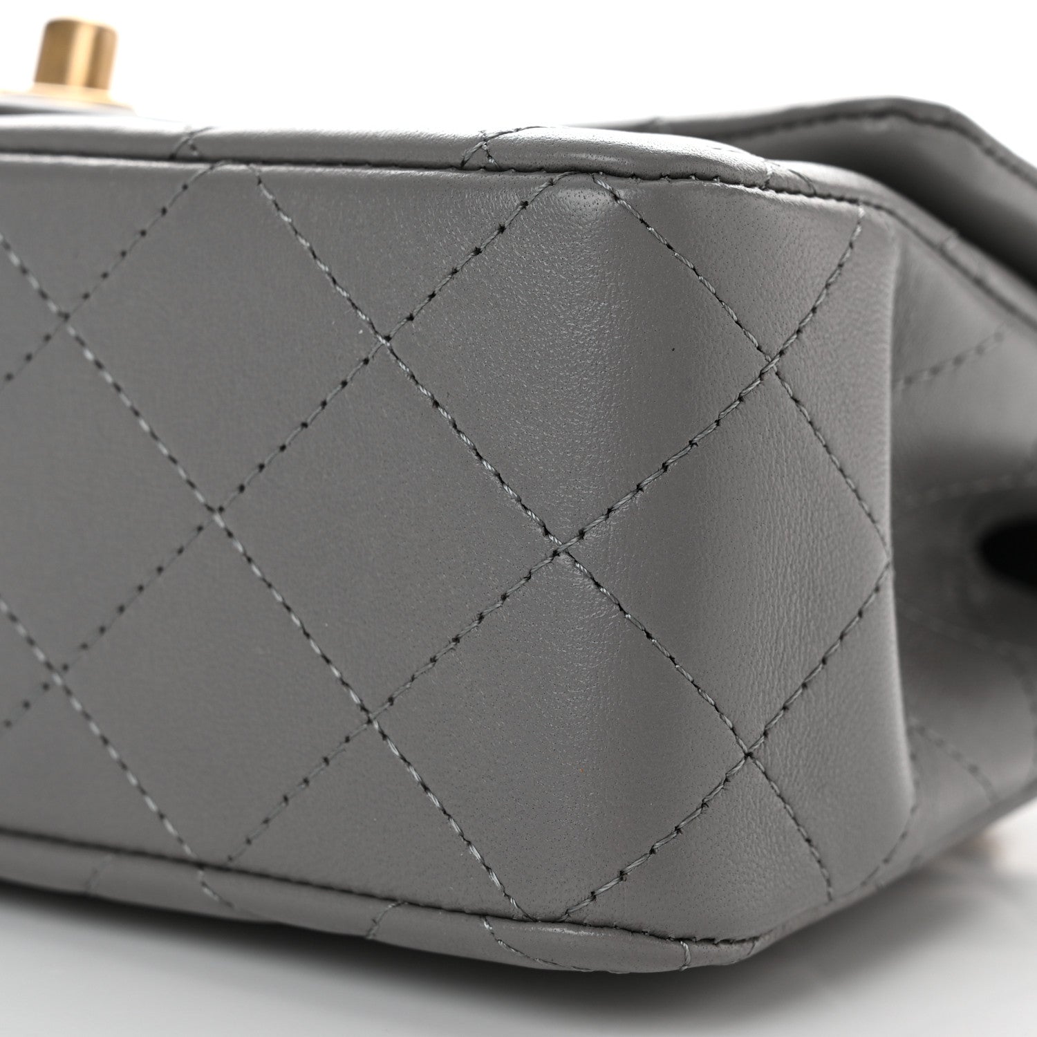 Chanel Lambskin Metal Quilted Mini Top Handle Rectangular Flap Grey 10 of 11