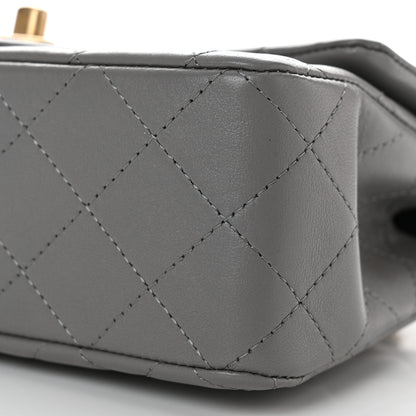 Chanel Lambskin Metal Quilted Mini Top Handle Rectangular Flap Grey 10 of 11