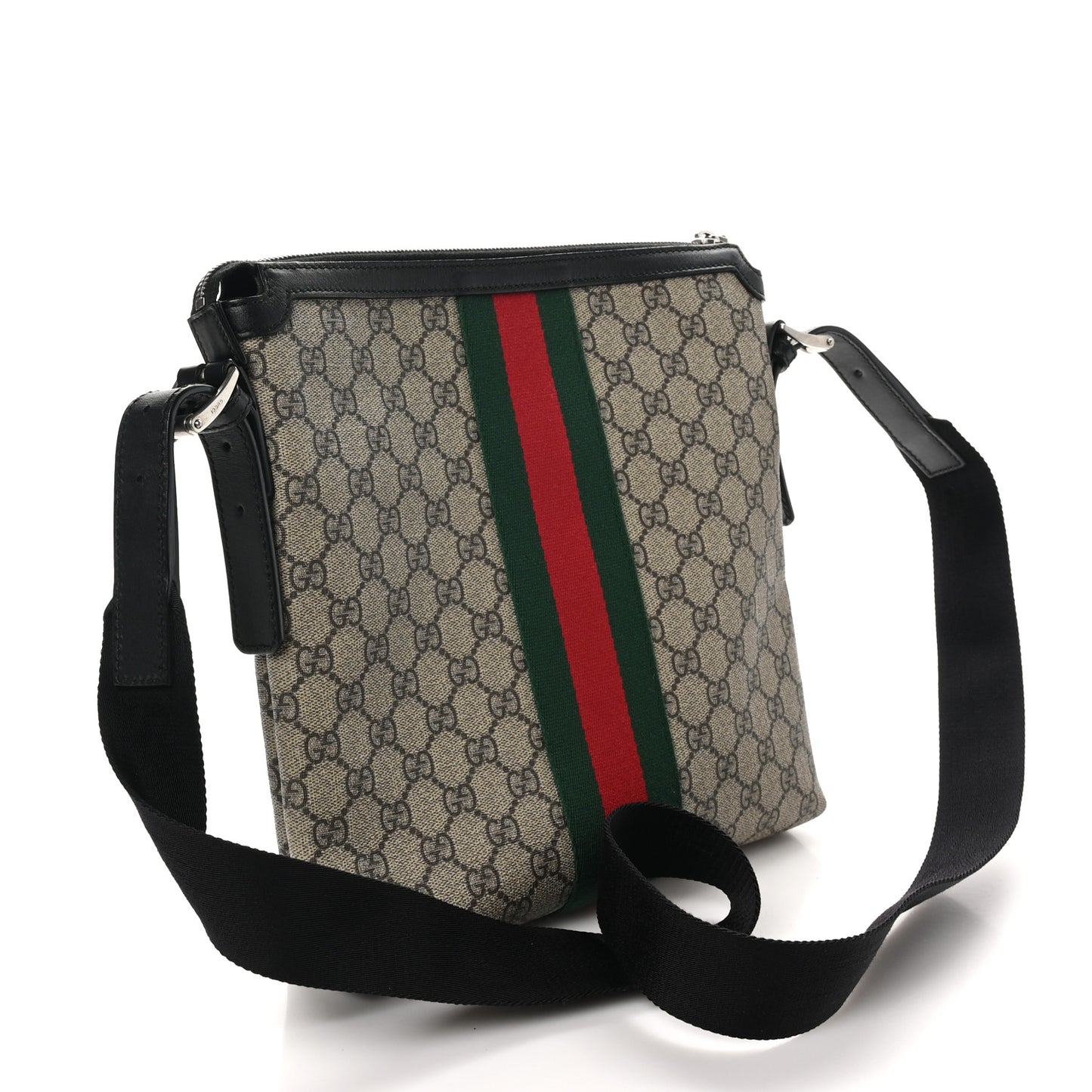 GG Supreme Monogram Web Messenger Bag Black