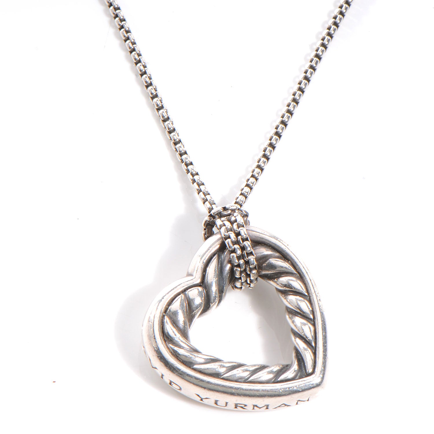 David Yurman Sterling Silver Open Heart Cable Necklace 1 of 5