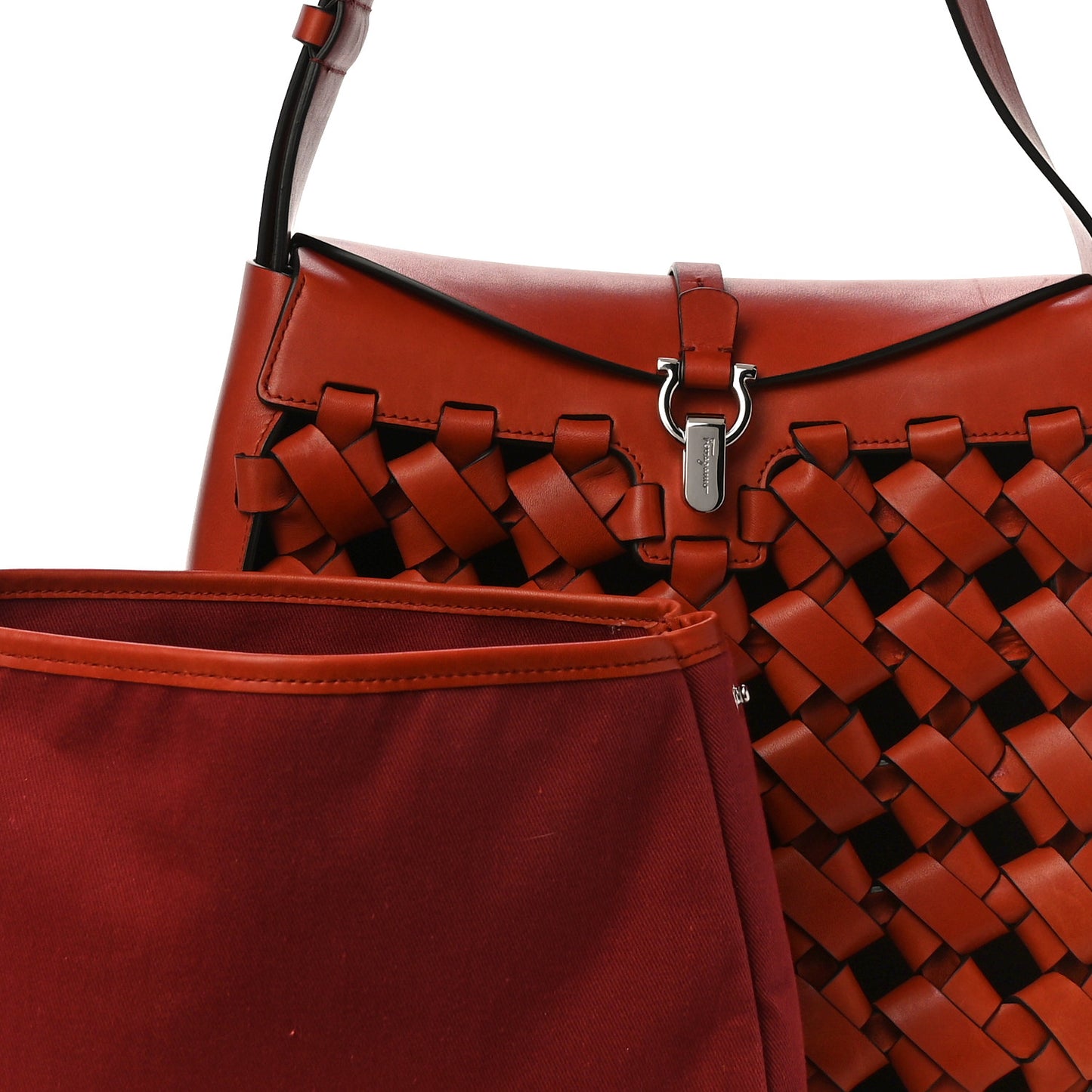 Woven Calfskin New Line Shoulder Bag Copper Bronze