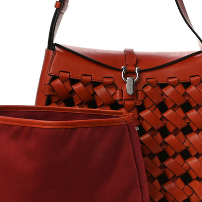 Salvatore Ferragamo Woven Calfskin New Line Shoulder Bag Copper Bronze 8 of 12