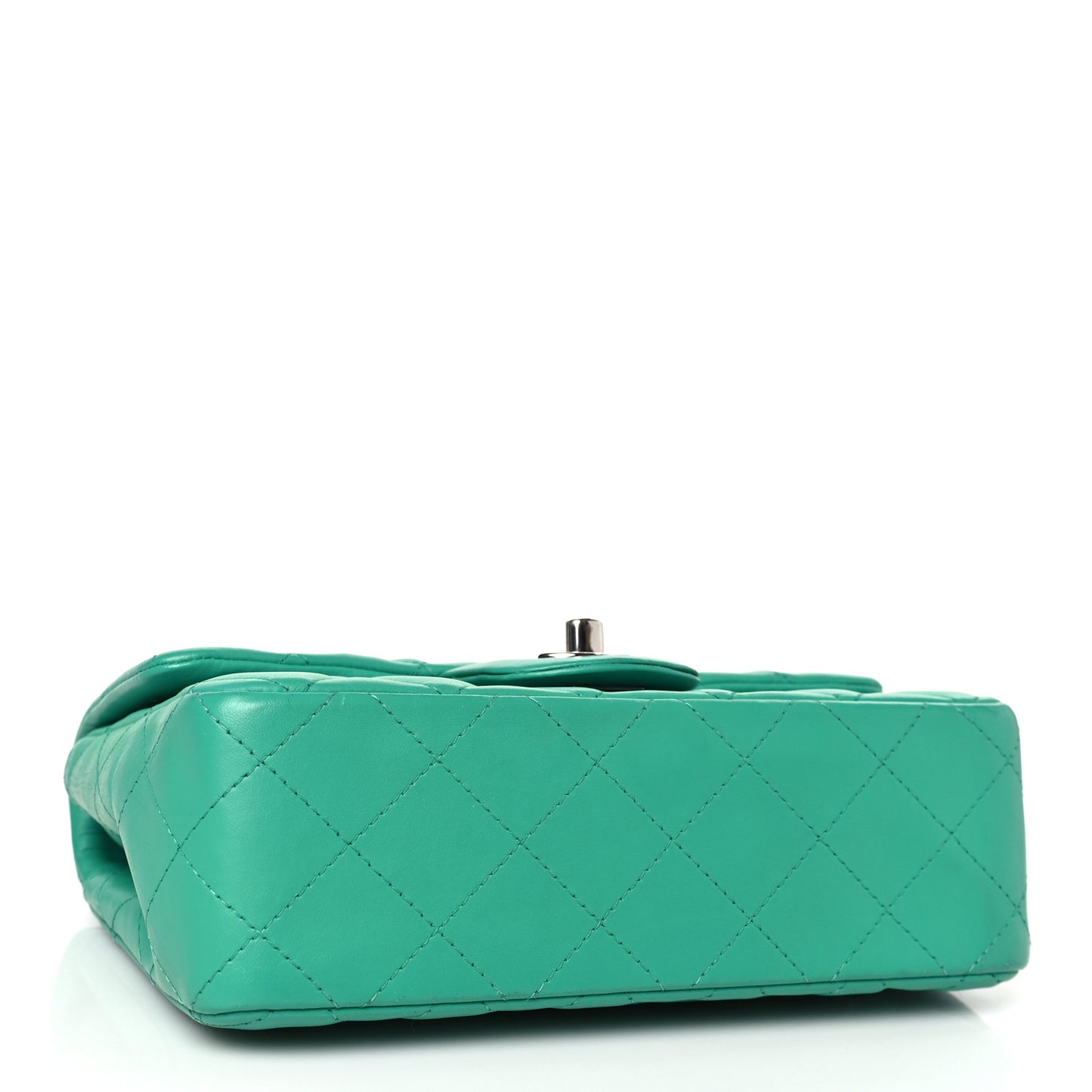 Lambskin Quilted Mini Rectangular Flap Green