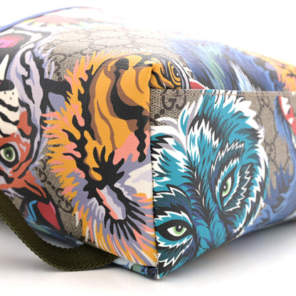 Gucci GG Supreme Monogram Animal Faces Childrens Day Backpack Beige Ebony Multicolor Electric Blue Military Fresia 10 of 11