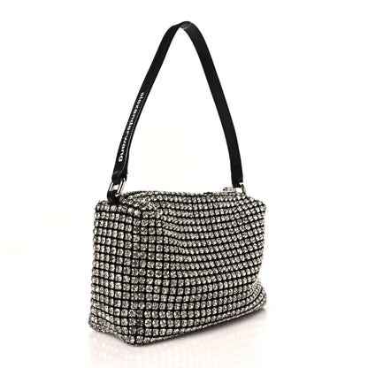 Alexander Wang Mesh Crystal Rhinestone Mini Heiress Pouch Black Silver 3 of 9