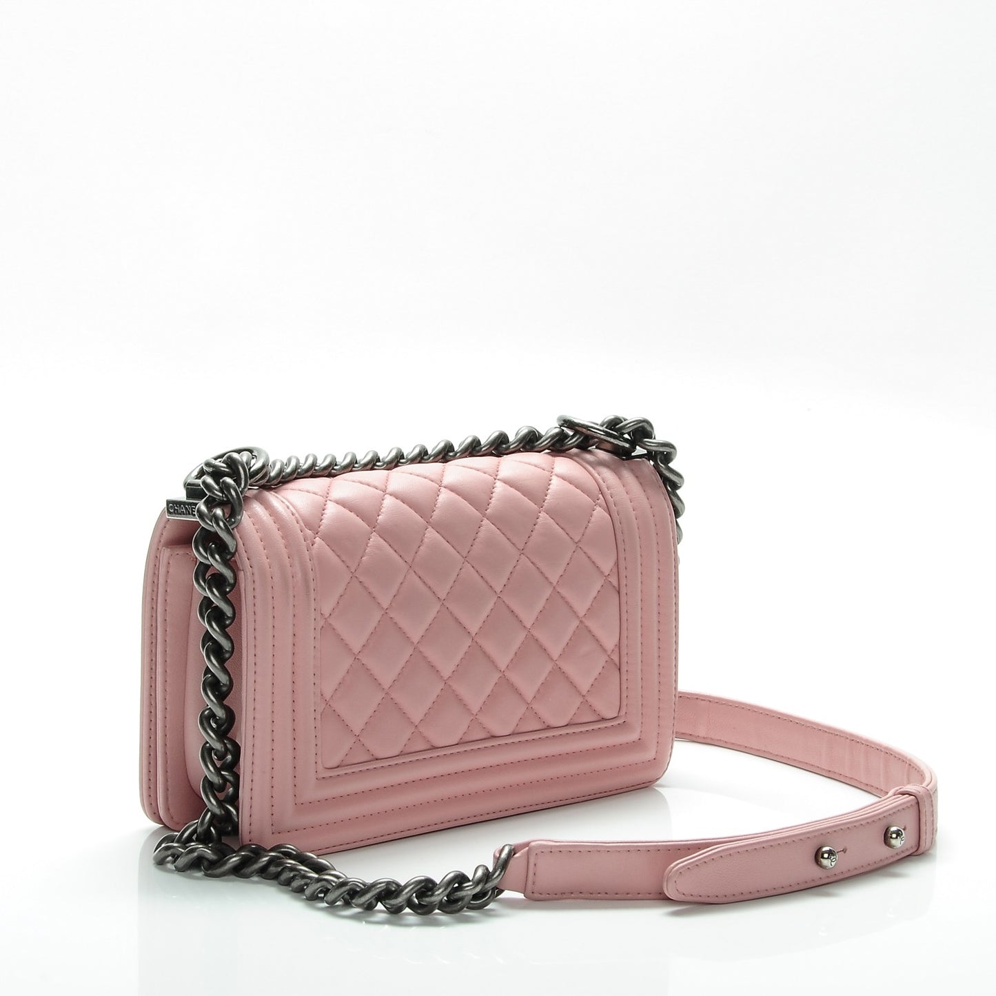 Lambskin Quilted Small Boy Flap Light Pink