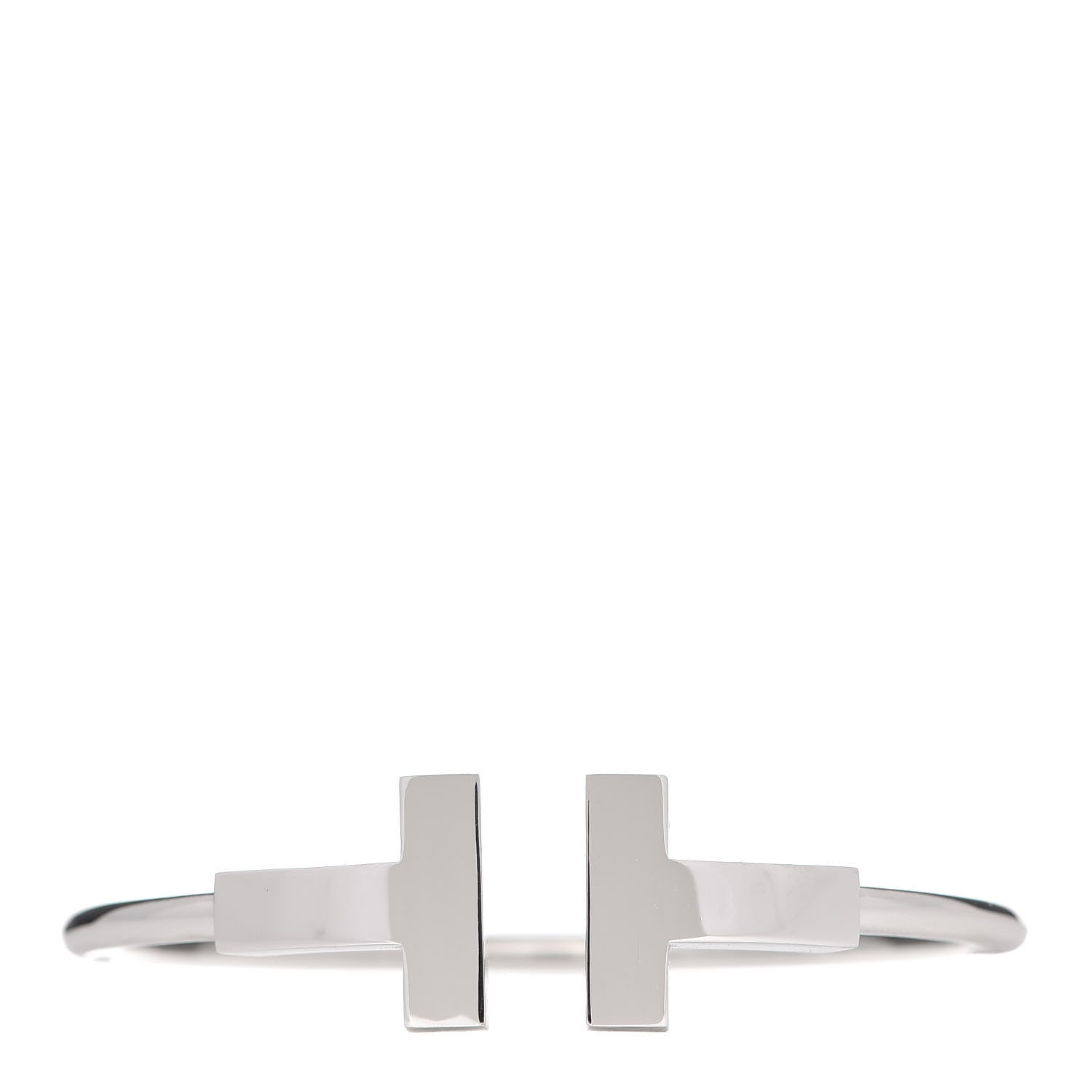 Tiffany 18K White Gold T Wide Wire Bracelet 1 of 6