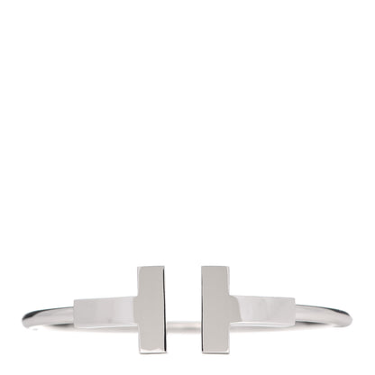 Tiffany 18K White Gold T Wide Wire Bracelet 1 of 6