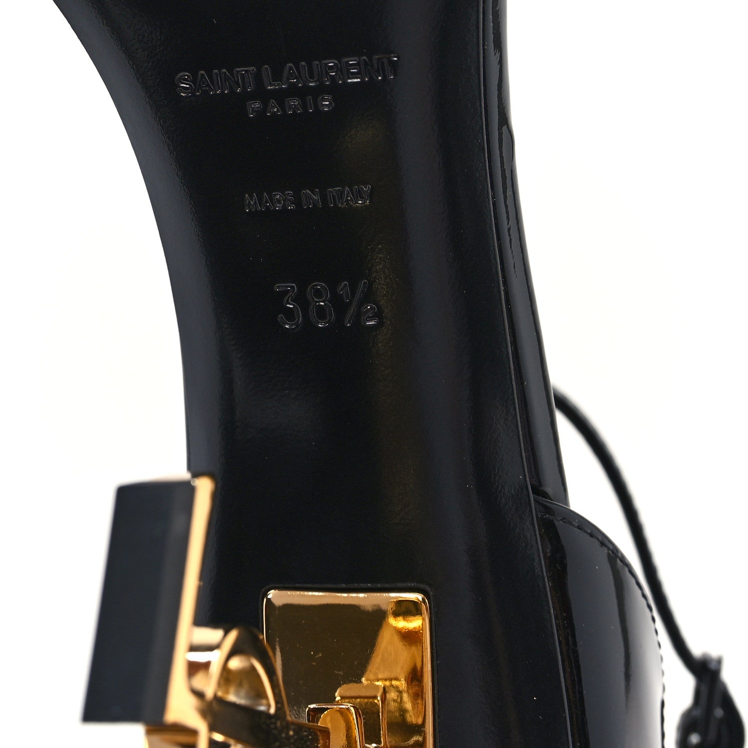 Saint Laurent Patent Calfskin Opyum 85 Sandals 38.5 Black 7 of 10