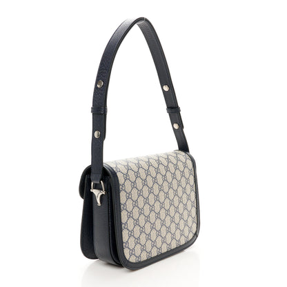 Gucci GG Supreme Monogram Azalea Calfskin Horsebit 1955 Shoulder Bag Beige Blue 2 of 11