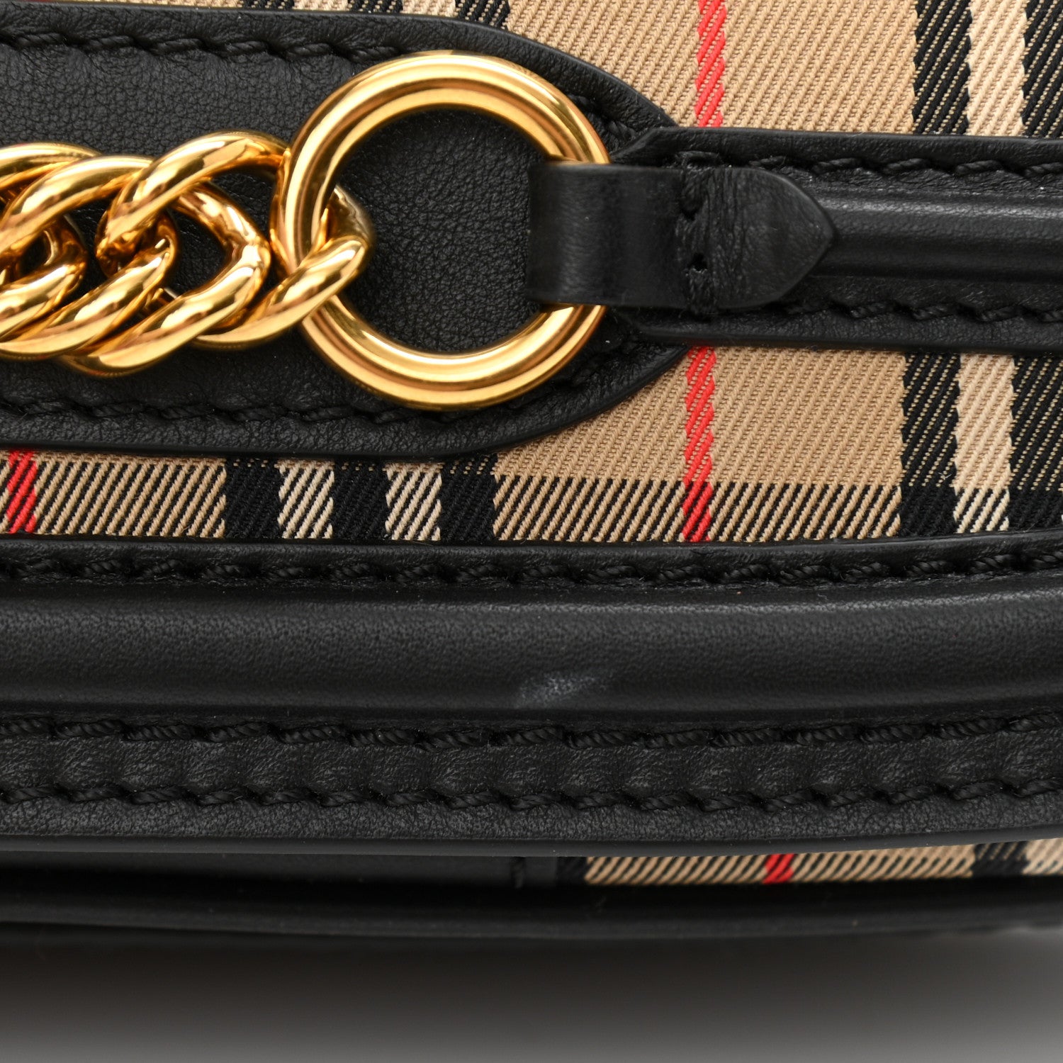 Burberry Smooth Calfskin 1983 Knight Check Link Shoulder Bag Black 10 of 10