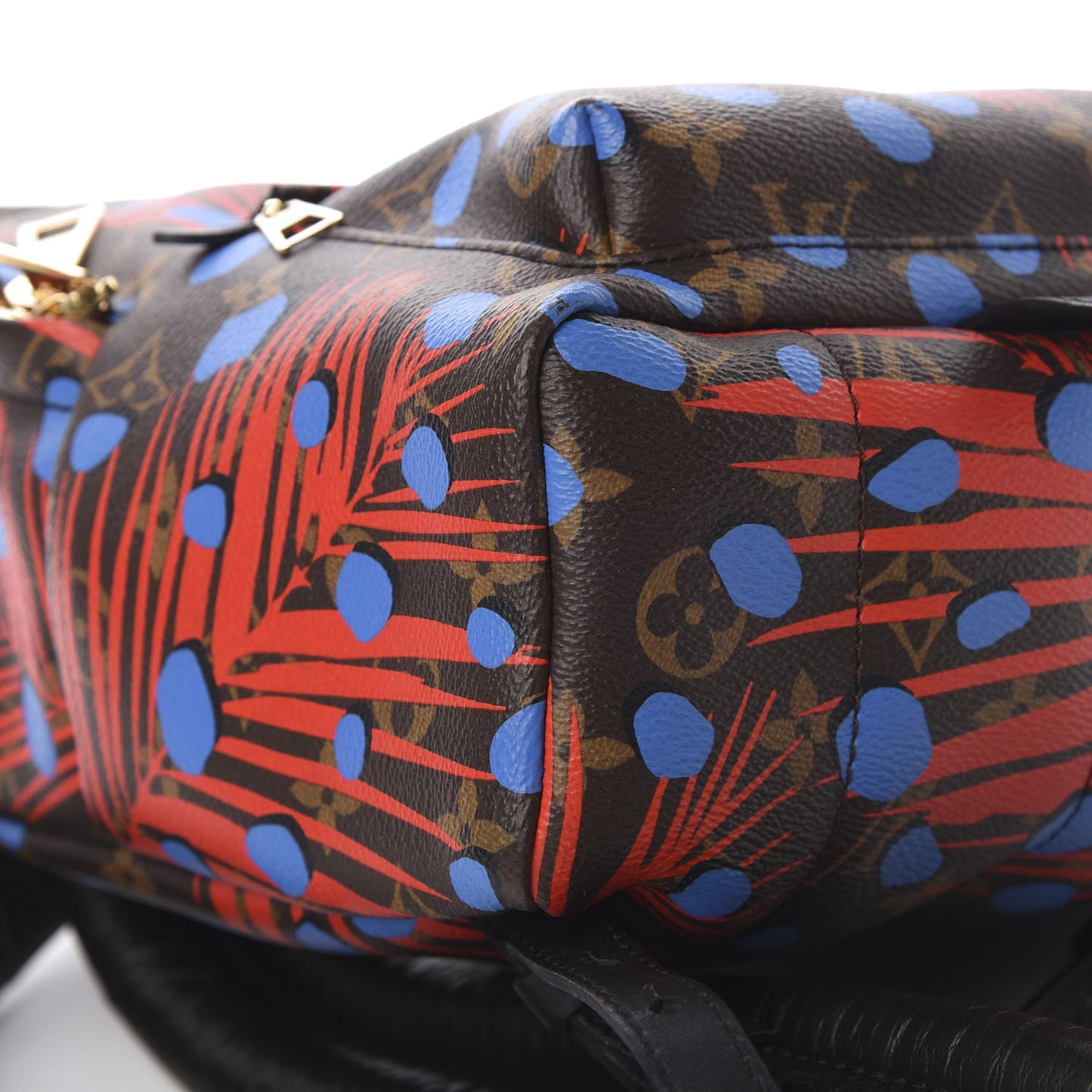 Monogram Jungle Dots Palm Springs Backpack PM Coquelicot Denim