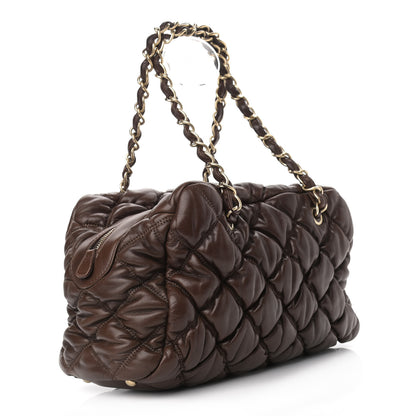 Chanel Calfskin Bubble Quilt Bowler Dark Brown 3 of 14