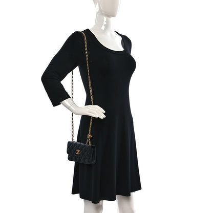 Chanel Lambskin Quilted Dynasty Flap Phone Holder With Chain Black 2 of 11
