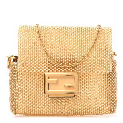 Fendi Glass Vitello King Beaded Mini Pico Baguette Charm Semolino 1 of 6