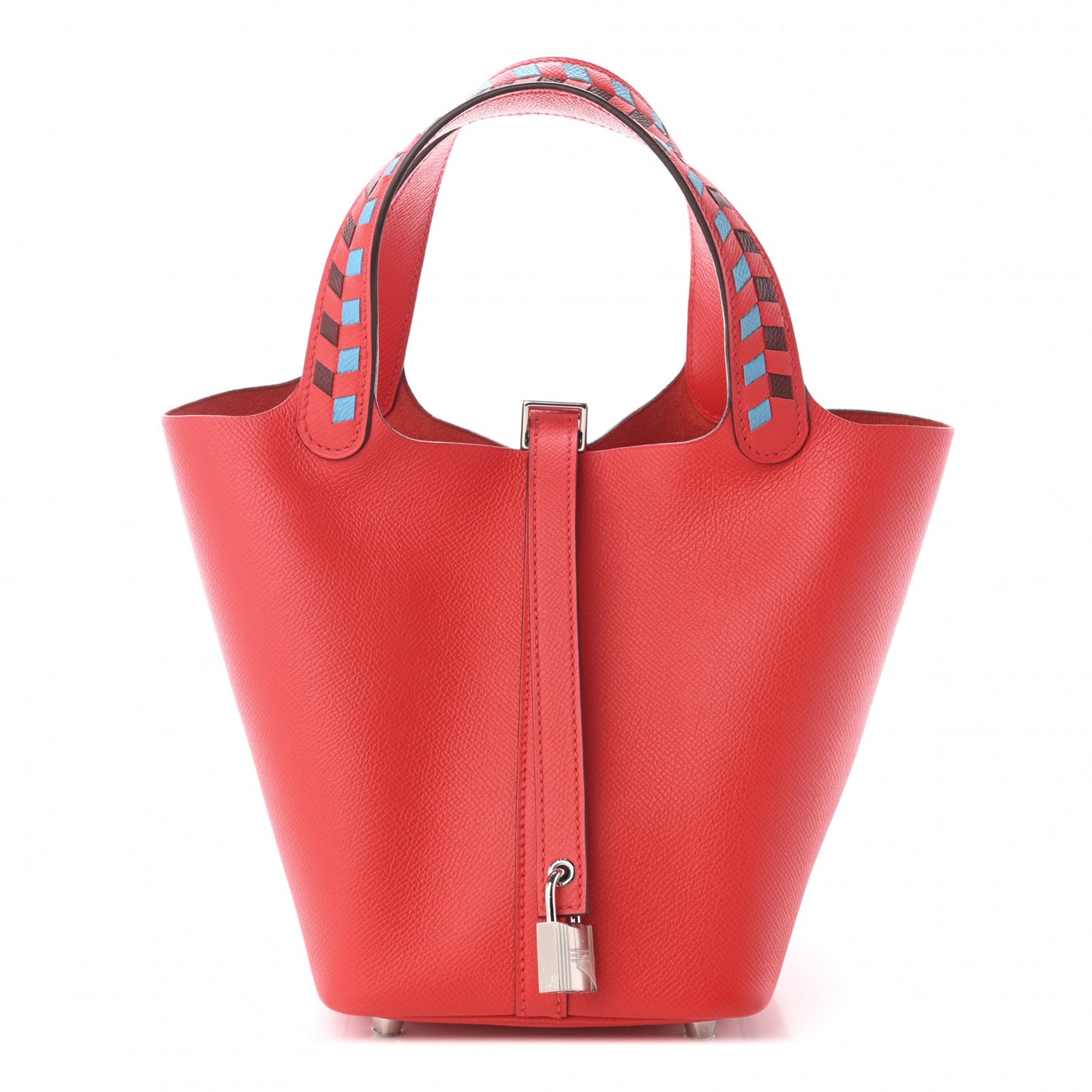 Epsom Tressage De Cuir Picotin Lock 18 PM Rouge Coeur Bleu du Nord Rouge H