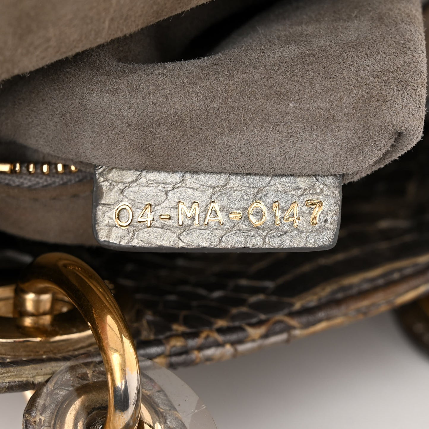 Metallic Snakeskin Cannage Mini Lady Dior Silver