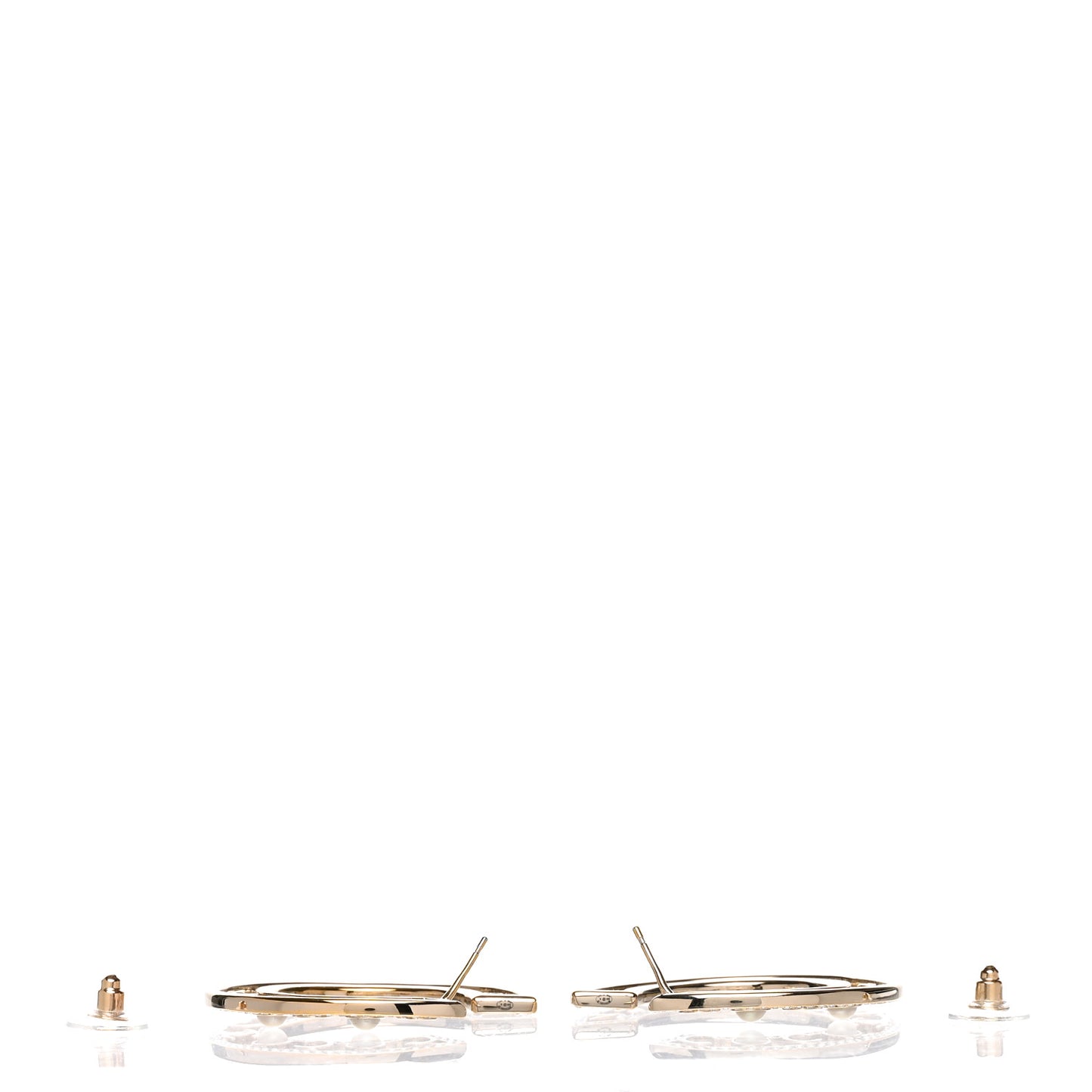 Crystal Pearl Bow-tiful CC Hoop Earrings Gold