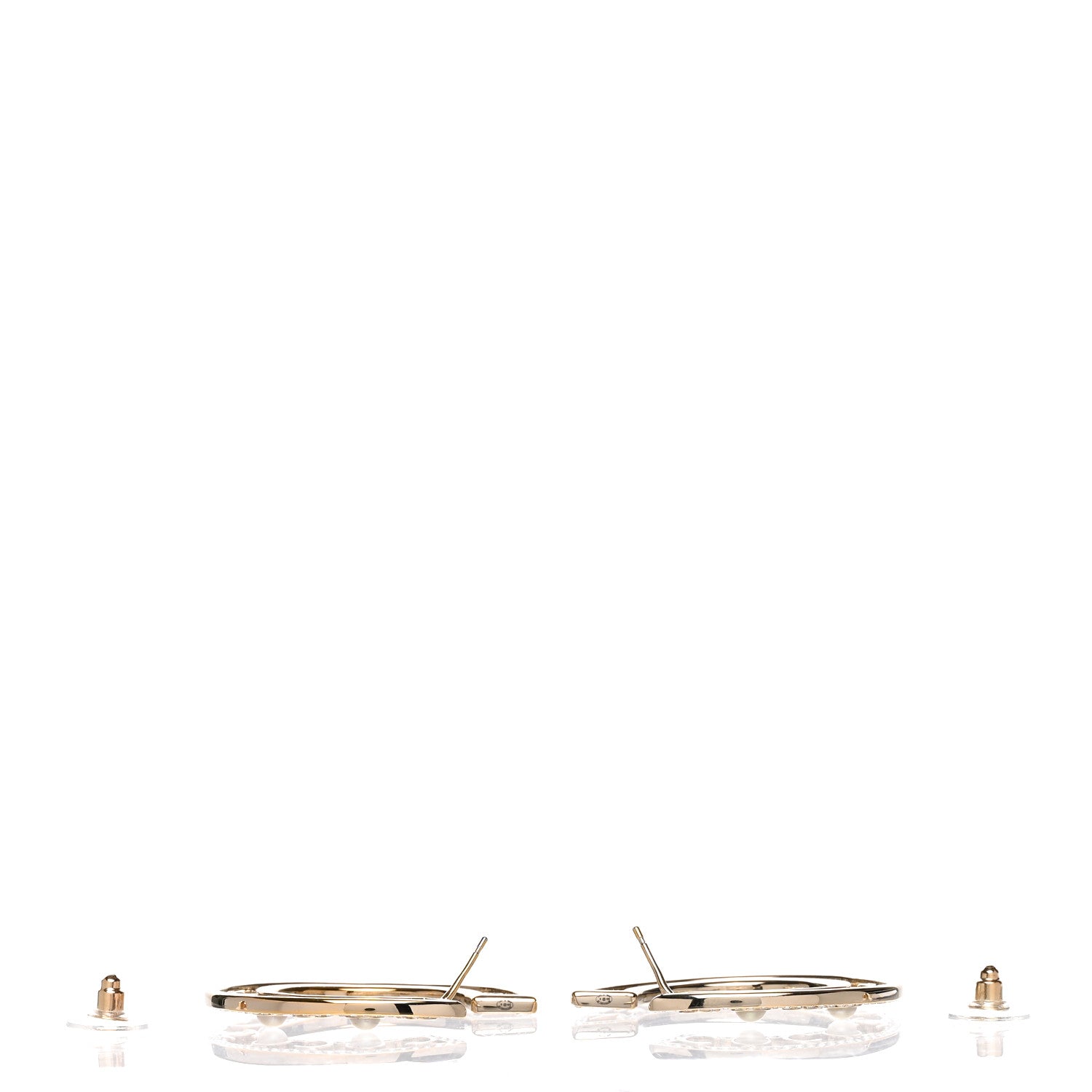 Chanel Crystal Pearl Bow-tiful CC Hoop Earrings Gold 3 of 5