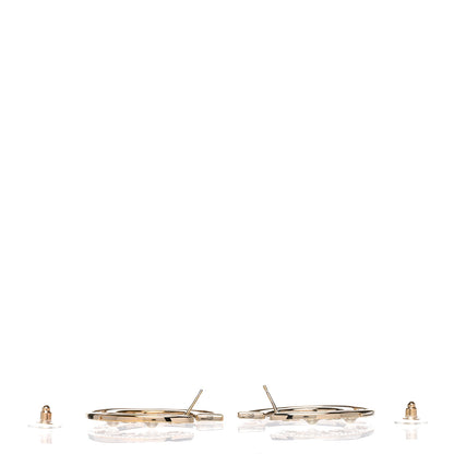 Chanel Crystal Pearl Bow-tiful CC Hoop Earrings Gold 3 of 5