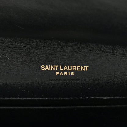 Saint Laurent Nappa Patent Calfskin Two-Toned Monogram Pouch Alabastro Black 6 of 6