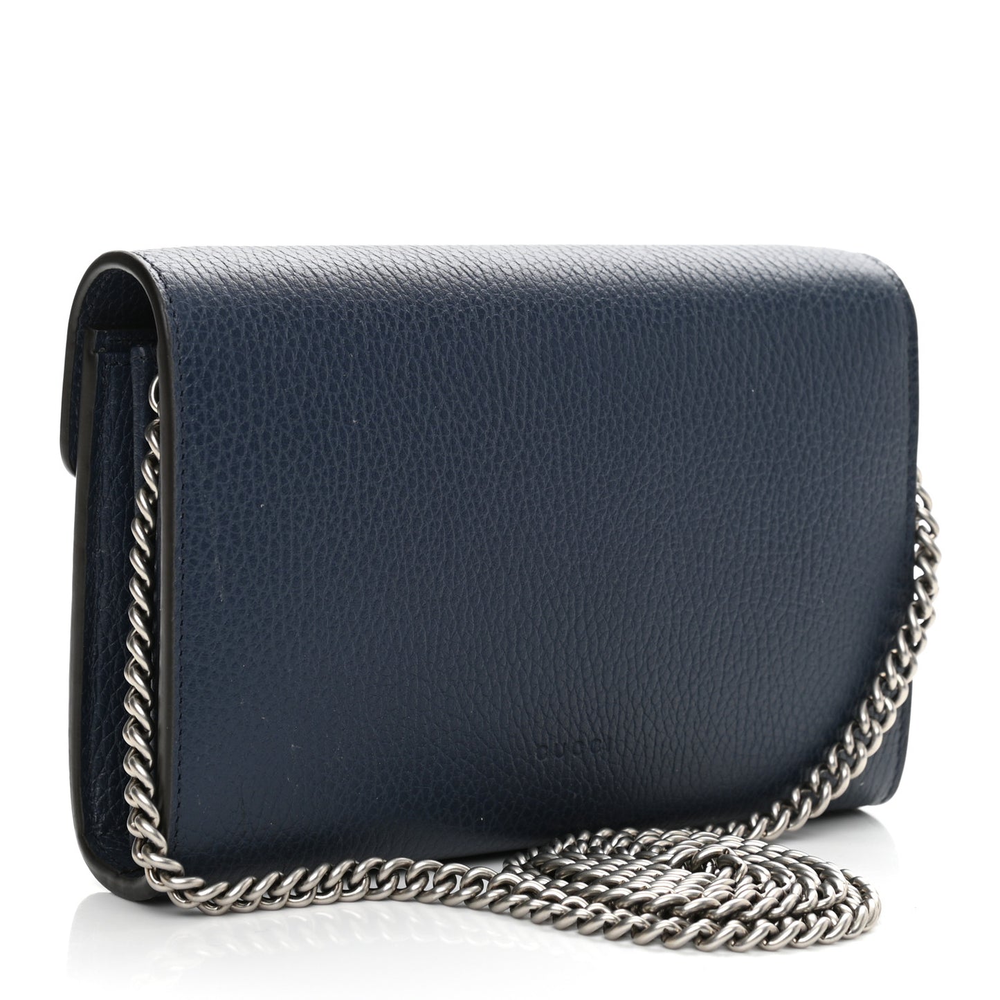 Dollar Calfskin Crystal Mini Dionysus Chain Wallet Blue Agata Black Diamond