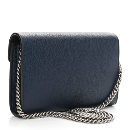 Gucci Dollar Calfskin Crystal Mini Dionysus Chain Wallet Blue Agata Black Diamond 3 of 9
