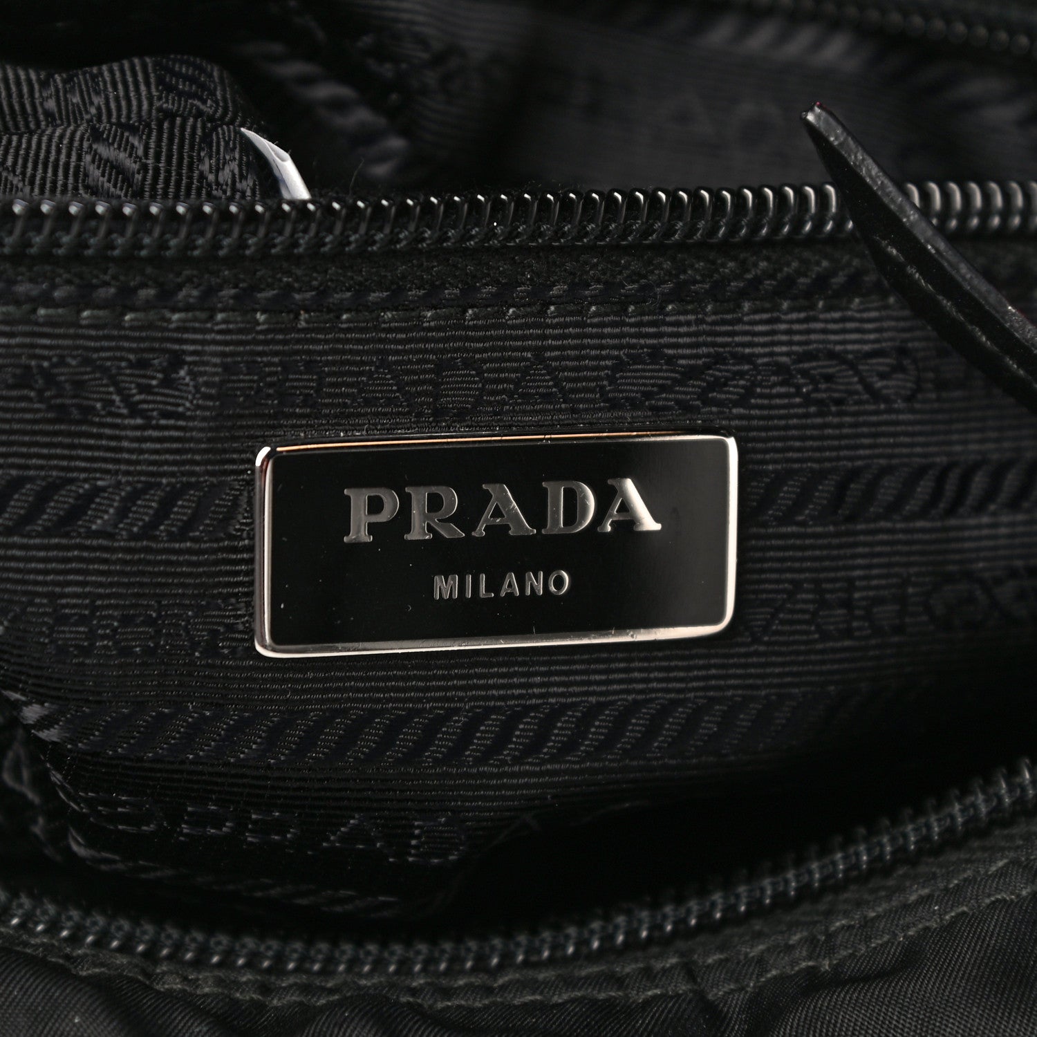 Prada Tessuto Nylon Studded New Vela Shoulder Bag Black Neon Pink 6 of 10