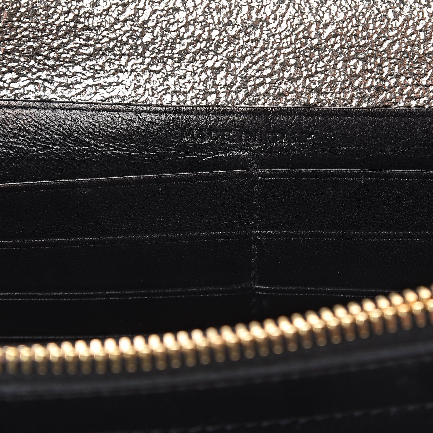 Saint Laurent Metallic Crackled Calfskin Matelasse Chevron Monogram Chain Wallet Gold 6 of 8