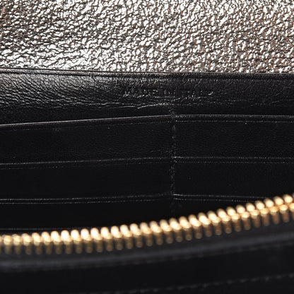 Saint Laurent Metallic Crackled Calfskin Matelasse Chevron Monogram Chain Wallet Gold 6 of 8