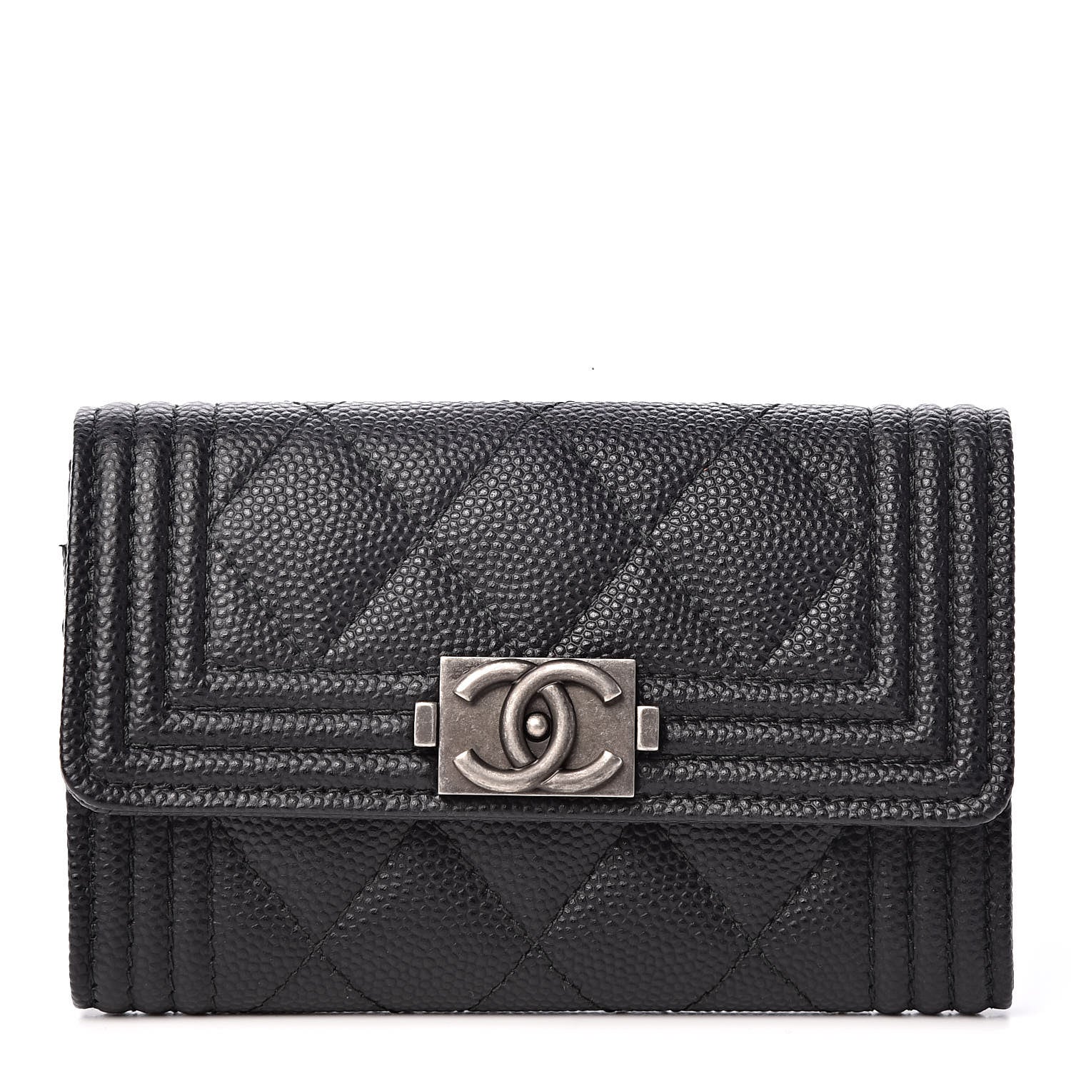Chanel Caviar Quilted Boy Flap Card Holder Black 1 of 9