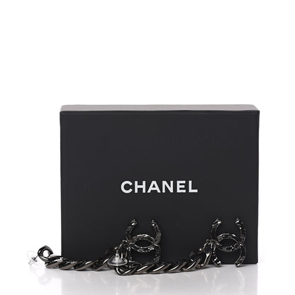 Chanel Metal CC Pick Drop Earrings Ruthenium 5 of 5