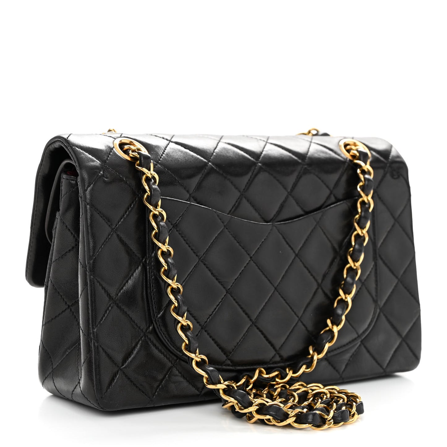 Lambskin Quilted Small Double Flap Black