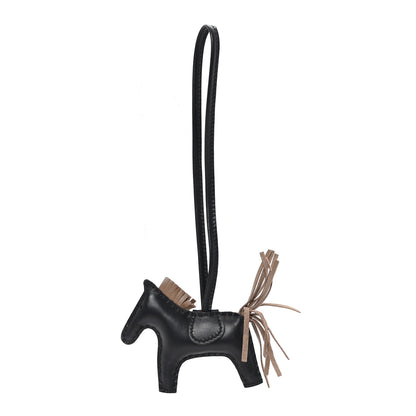 Hermes Milo Lambskin Grigri Rodeo Horse Bag Charm PM Black Etoupe 1 of 3