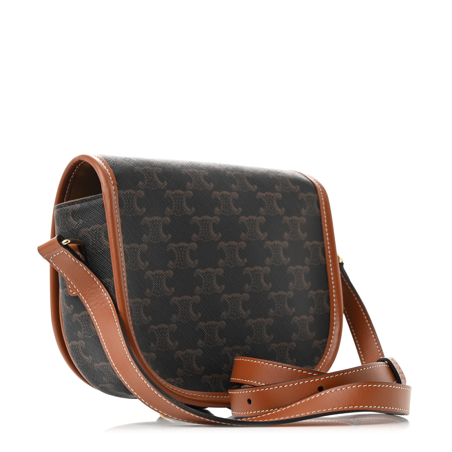 Celine Triomphe Canvas Medium Folco Bag Tan 3 of 10