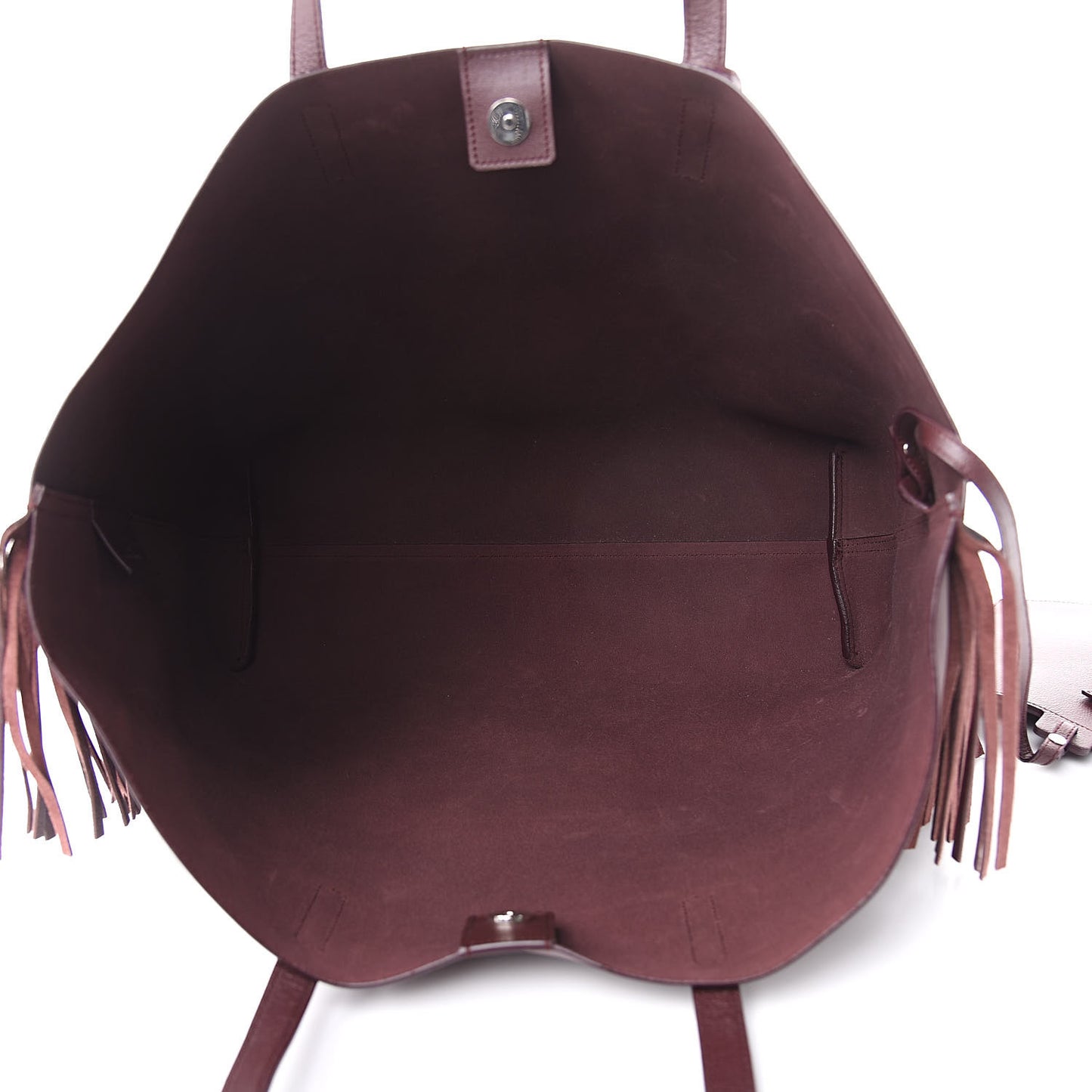 Calfskin Large Fringe Shopping Tote Amaranto