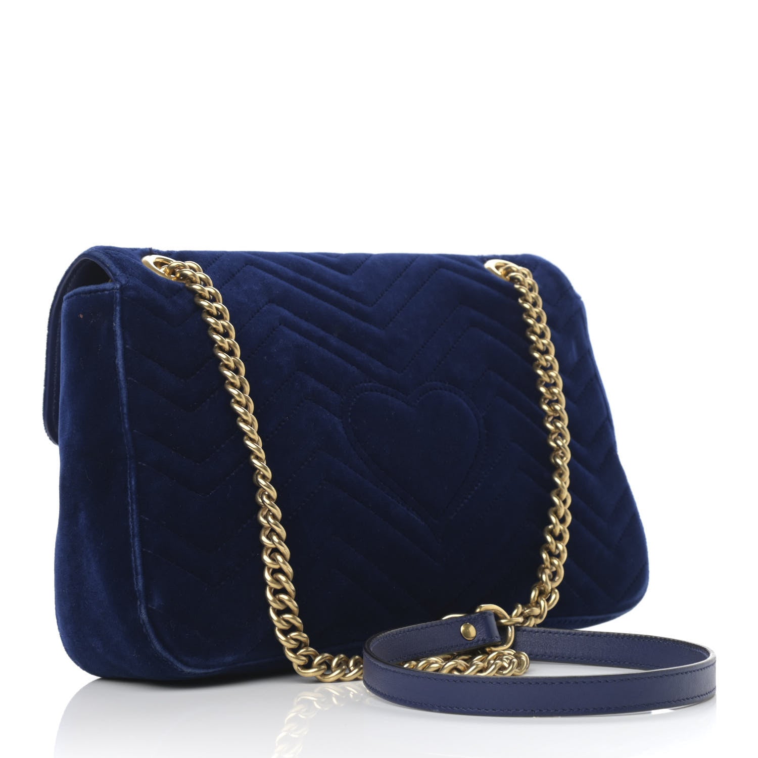 Gucci Velvet Matelasse Medium GG Marmont Shoulder Bag Cobalt Blue 3 of 15