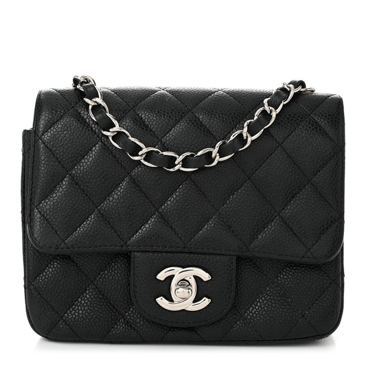 Caviar Quilted Mini Square Flap Black