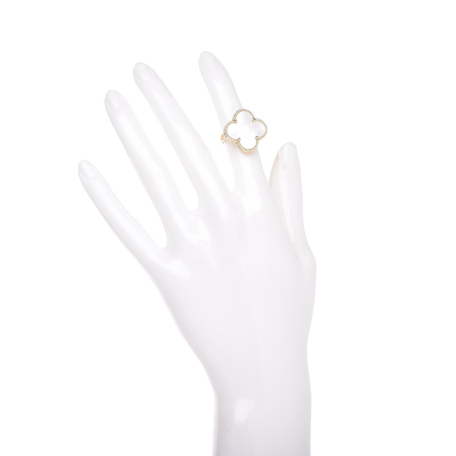Van Cleef & Arpels 18K Yellow Gold Mother of Pearl Magic Alhambra Ring 48 4.5 2 of 5