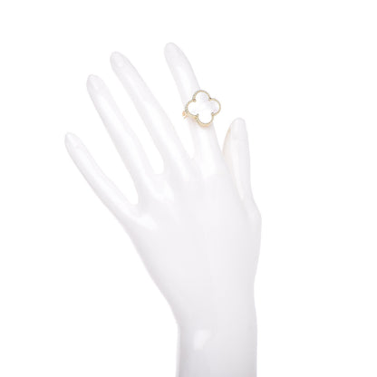 Van Cleef & Arpels 18K Yellow Gold Mother of Pearl Magic Alhambra Ring 48 4.5 2 of 5