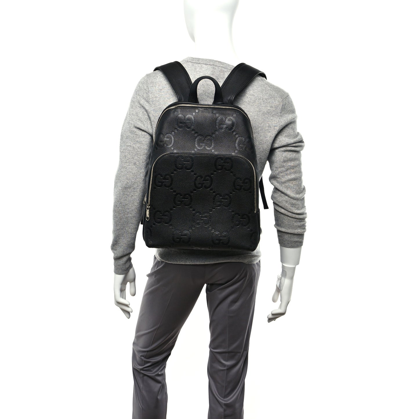 Calfskin Jumbo GG Embossed Large Backpack Black