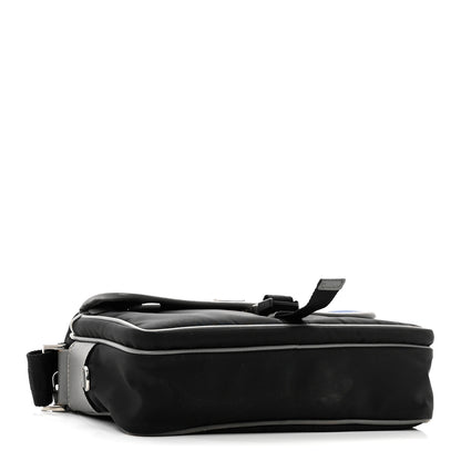 Prada Tessuto Nylon Saffiano Pocket Single Snap Buckle Messenger Flap Bag Black Bleuette Marmo 4 of 9