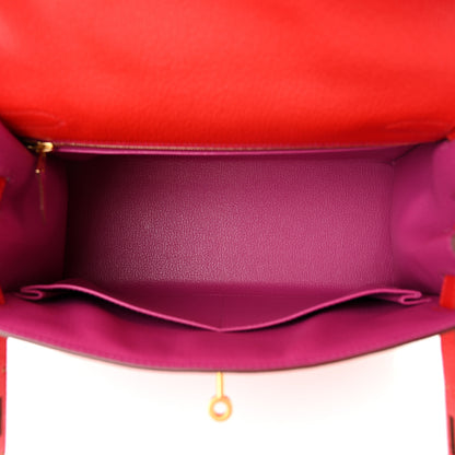 Hermes Chevre Mysore Horseshoe Kelly Sellier 28 Rouge De Coeur Rose Pourpre 6 of 11