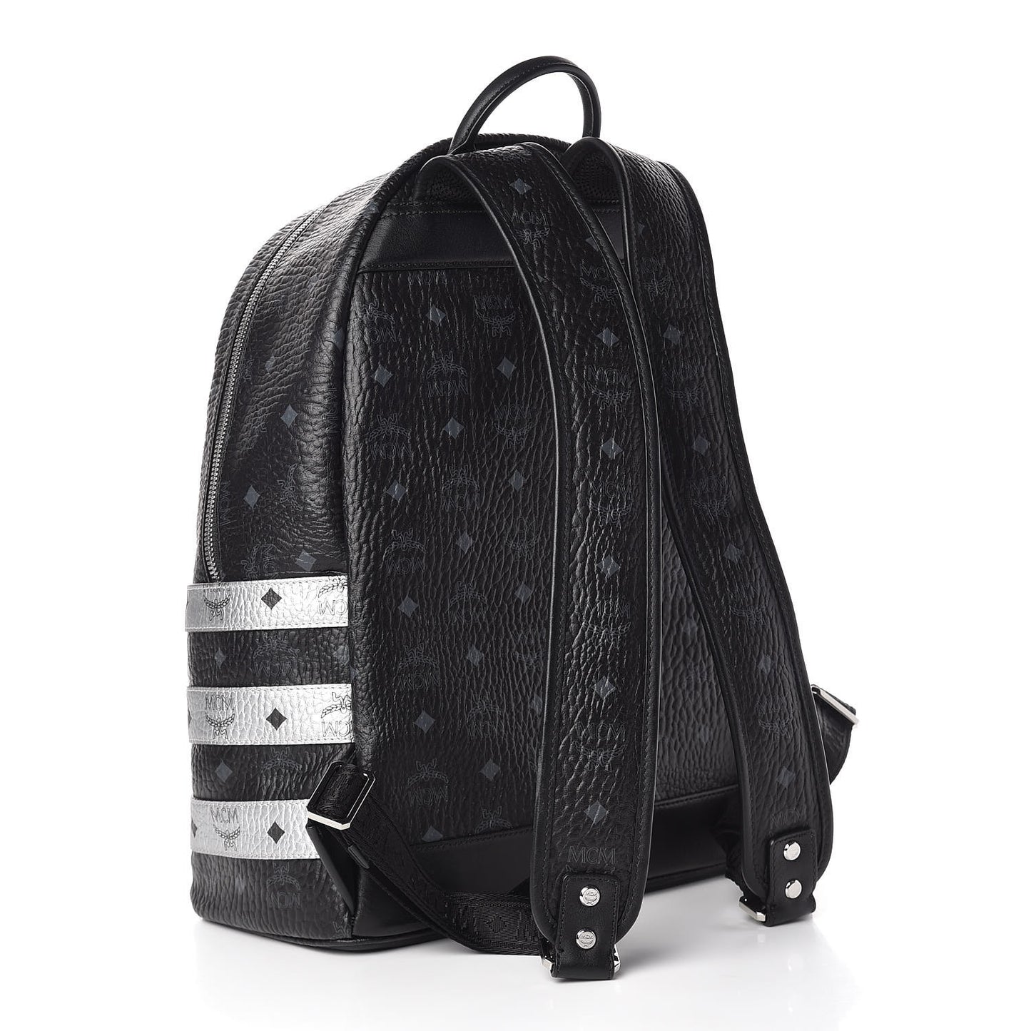 Metallic Visetos Striped Medium Stark Backpack Silver Black